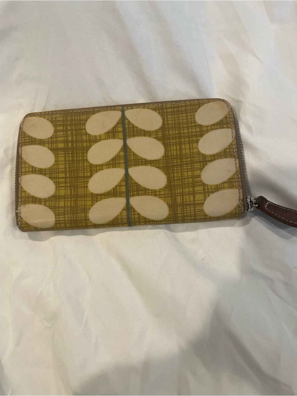 Orla Kiely Mustard and Cream Stem Print Zip Wallet